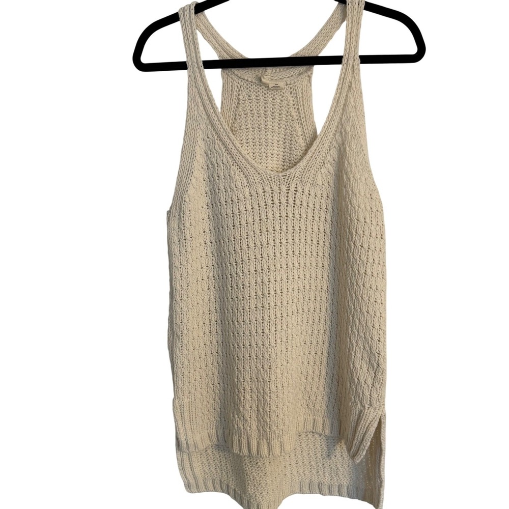 MOTH Anthro Cream Crochet Knit Tank Top V-Neck Sleeveless Casual Layering Medium